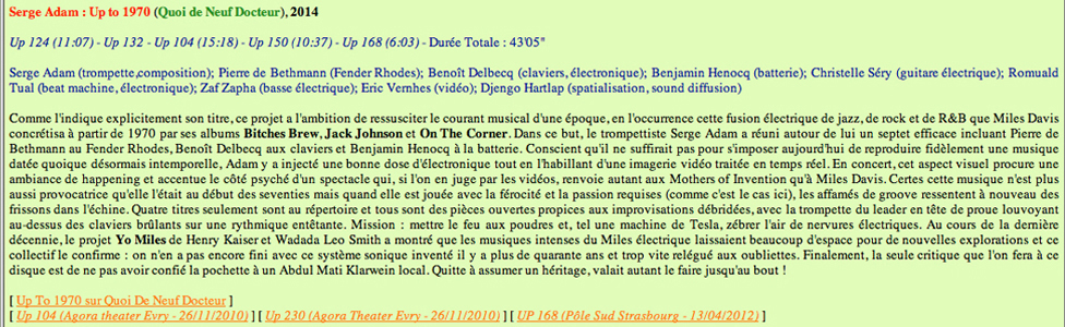 serge adam,up to 1970,quoi de neuf docteur,dragonjazz