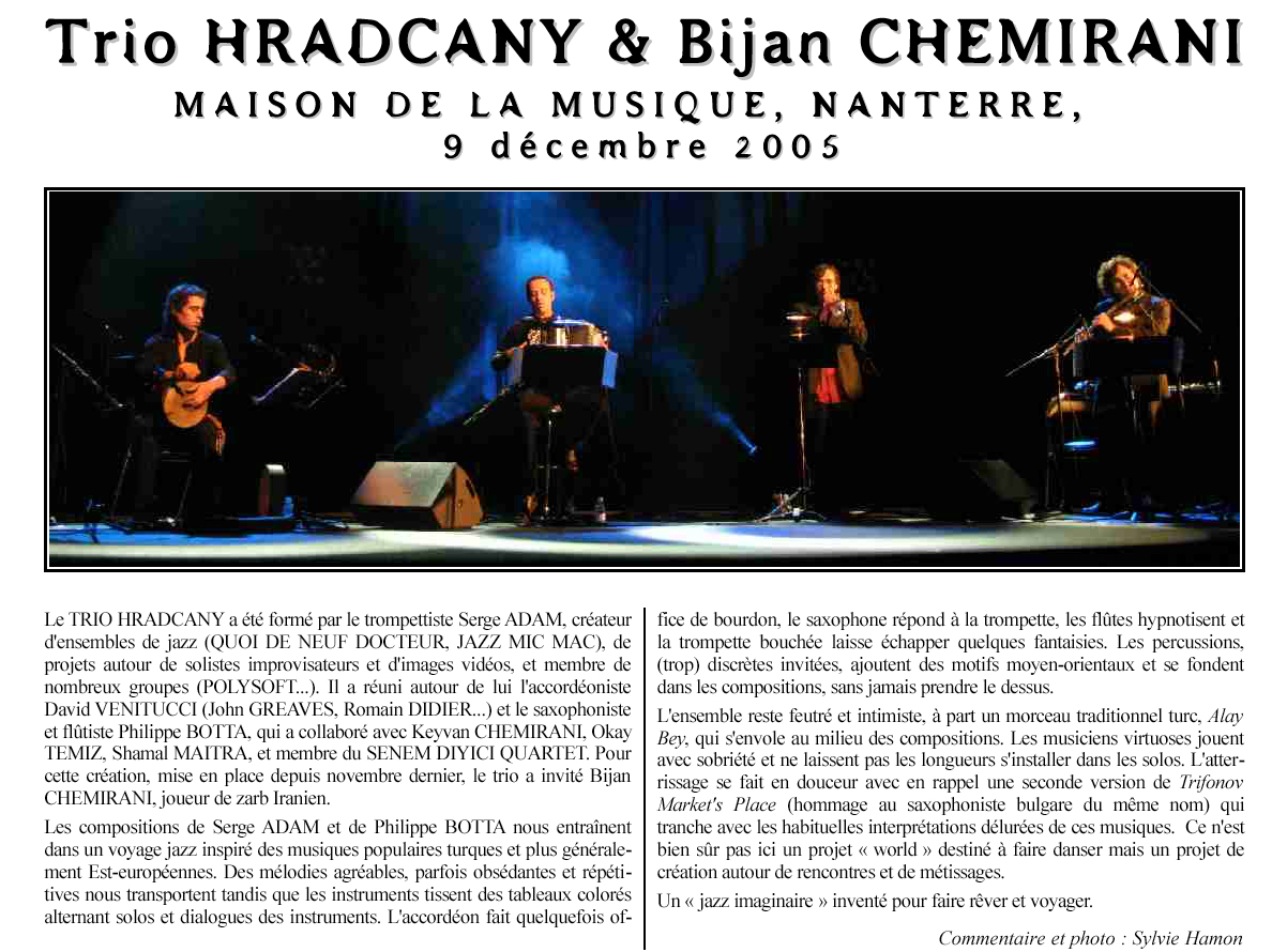 Hradcany,serge adam,philippe,botta,david venitucci,quoi de neuf docteur