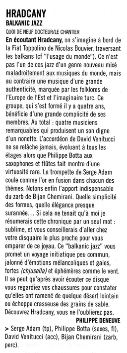 Hradcany,serge adam,philippe,botta,david venitucci,quoi de neuf docteur