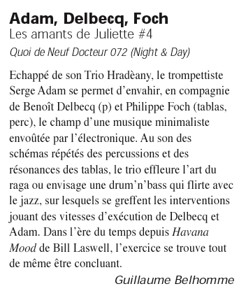 adam,delbecq,foch,les amants de juliette,jazzhot